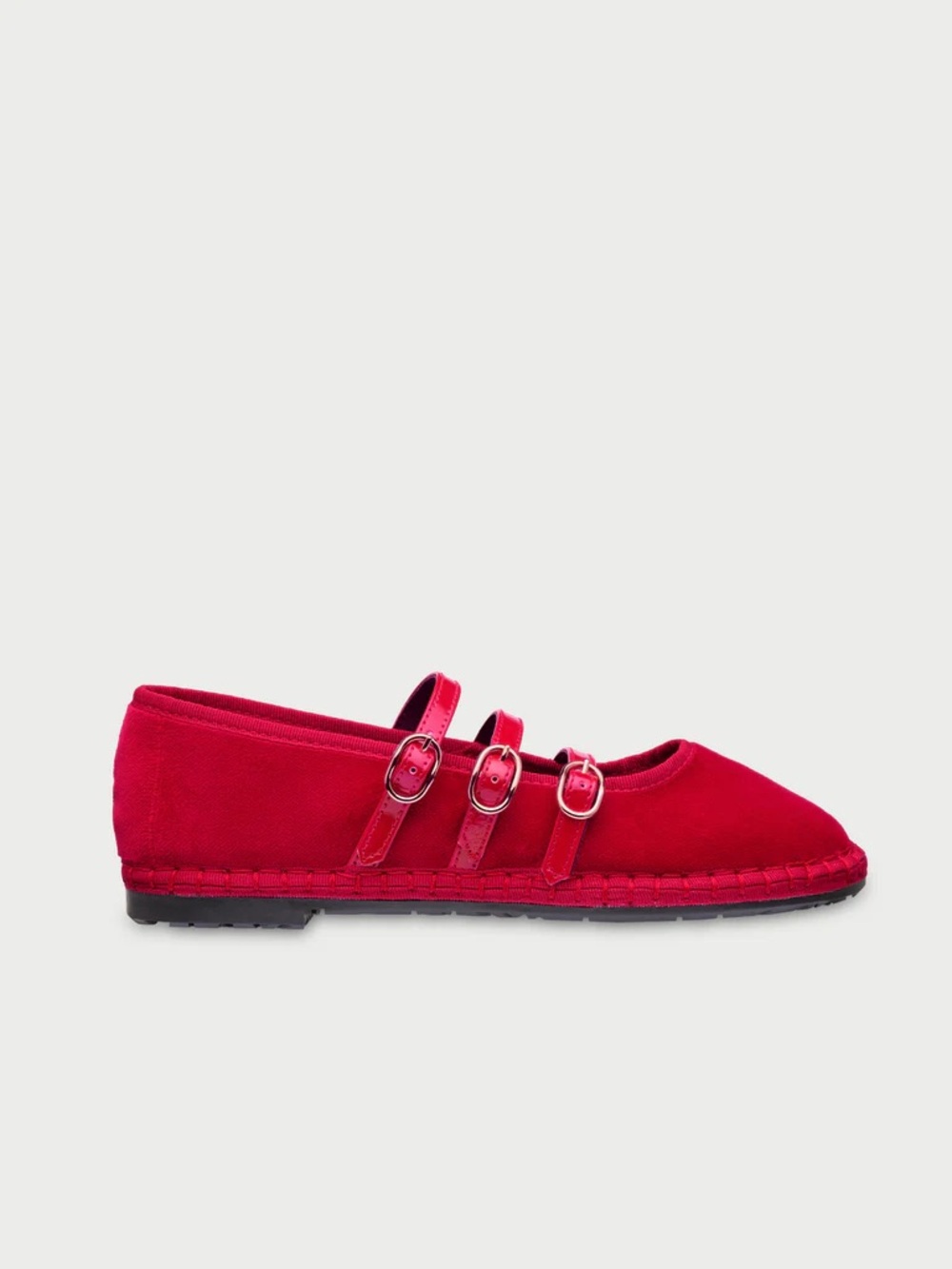 Flabelus Mina Triple Strap Velvet Mary Jane Flats Red EU 41 NIB Handmade Spain